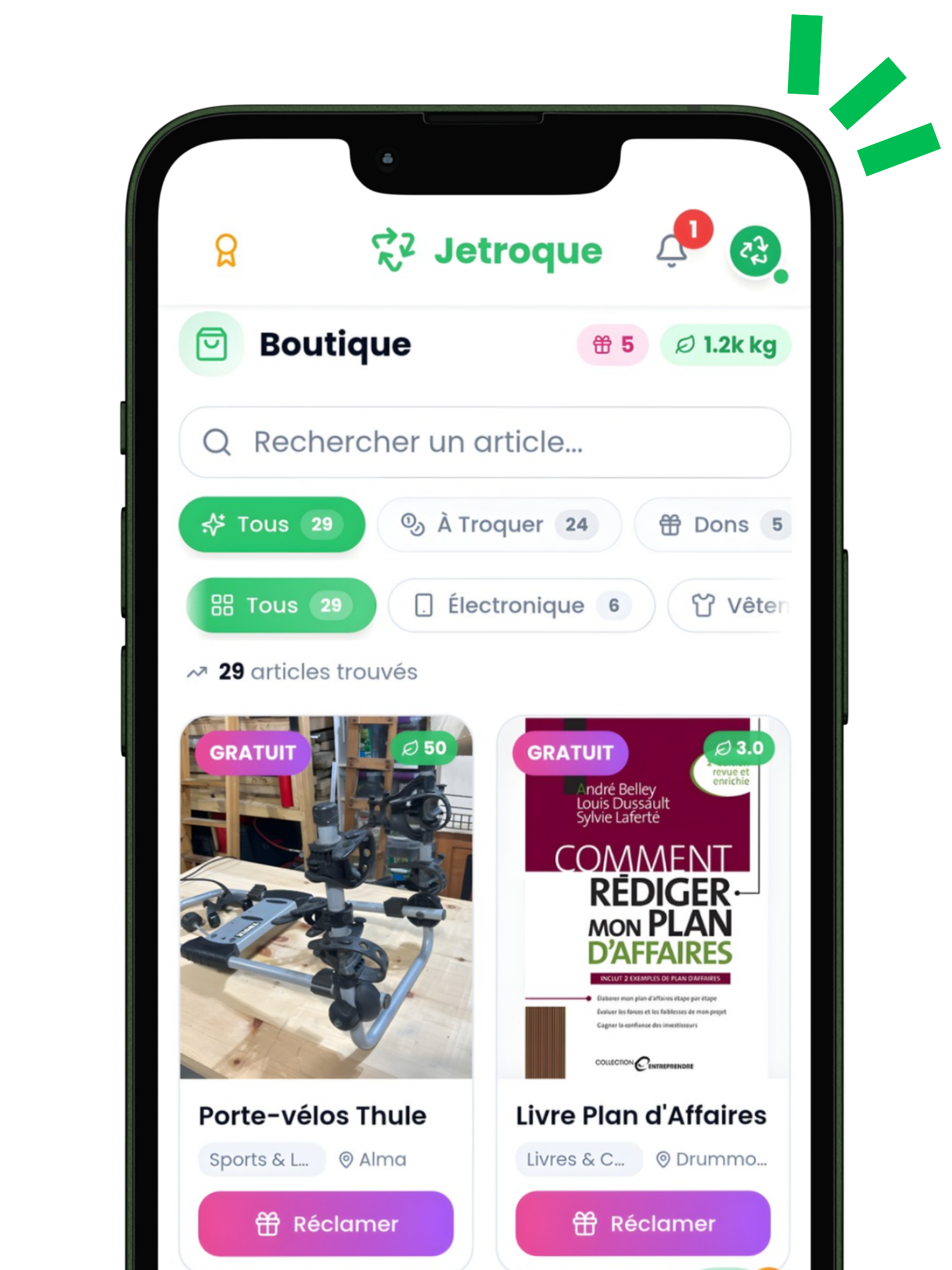 Jetroque — Interface de l'application